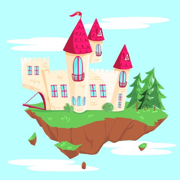 Vetor grátis ilustração de castelo de conto de fadas