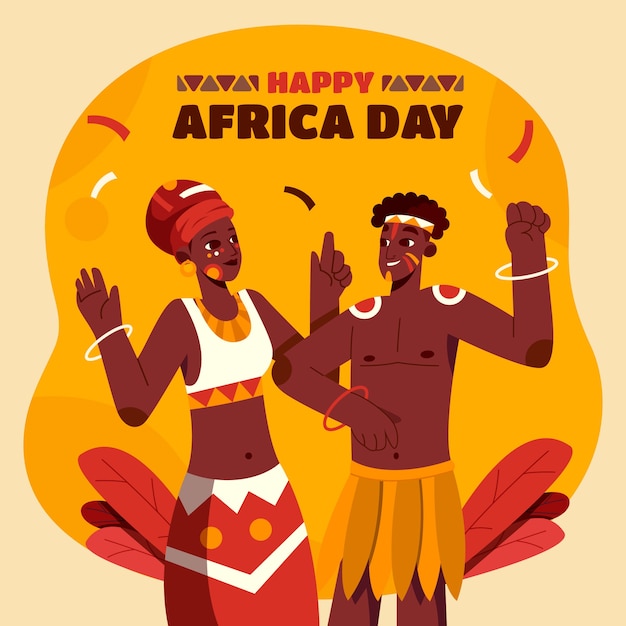 Ilustração de celebração do dia da áfrica plana