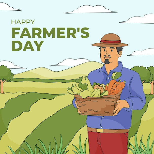 Ilustração de celebração do dia do agricultor plana