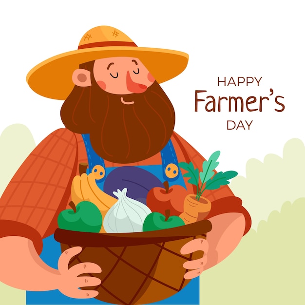 Vetor grátis ilustração de celebração do dia do agricultor plana