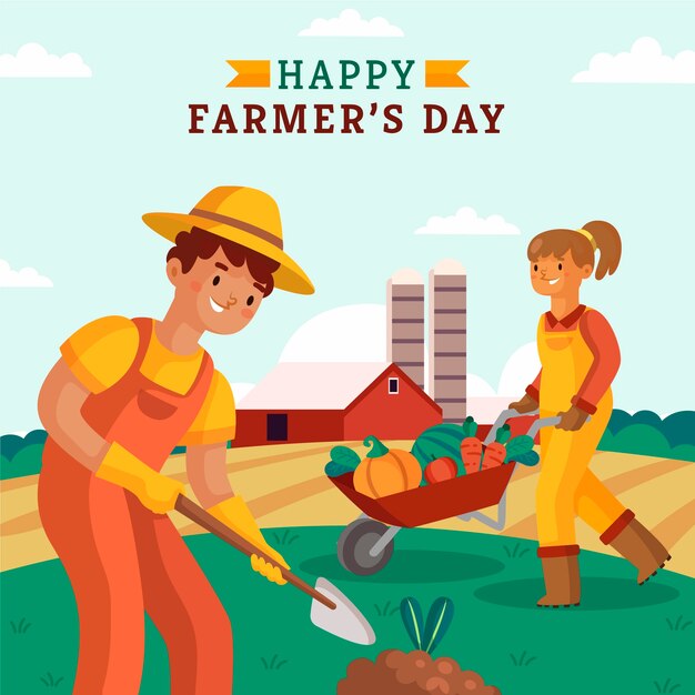 Ilustração de celebração do dia do agricultor plana