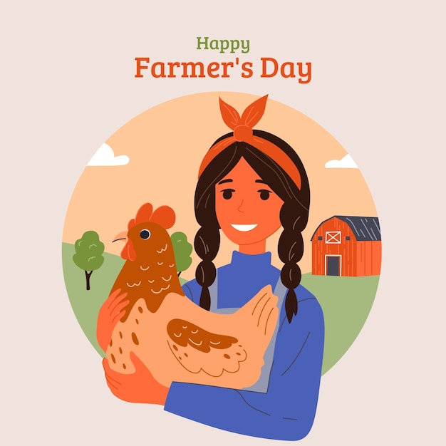 Vetor grátis ilustração de celebração do dia do agricultor plana