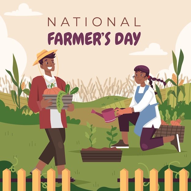 Vetor grátis ilustração de celebração do dia do agricultor plana