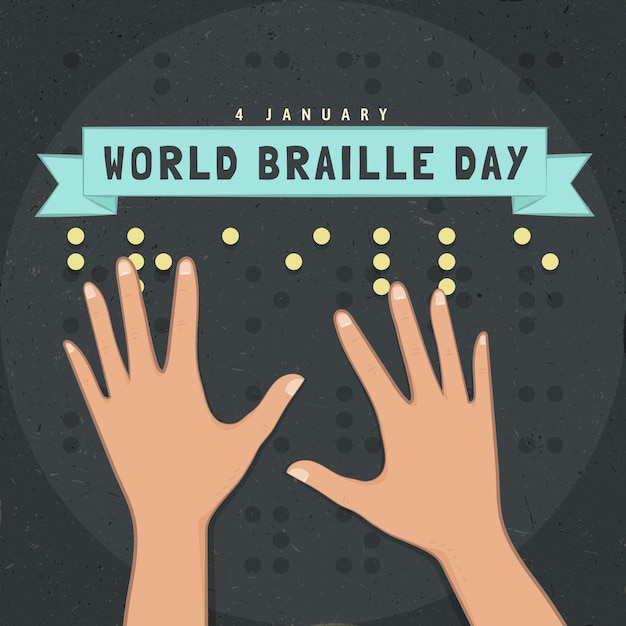 Vetor grátis ilustração de celebração do dia mundial do braille plana