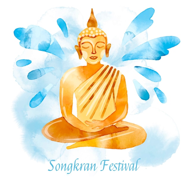 Ilustração de celebração em aquarela songkran