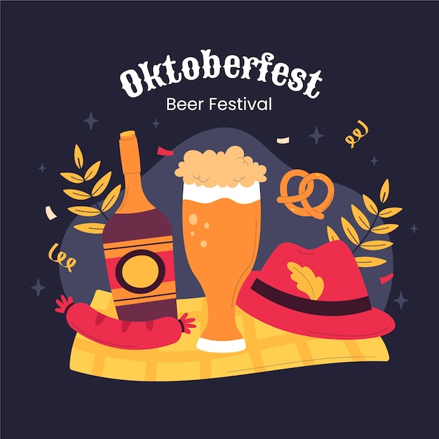 Ilustração de celebração plana da oktoberfest