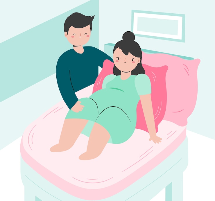 Vetor grátis ilustração de cena de parto desenhada à mão