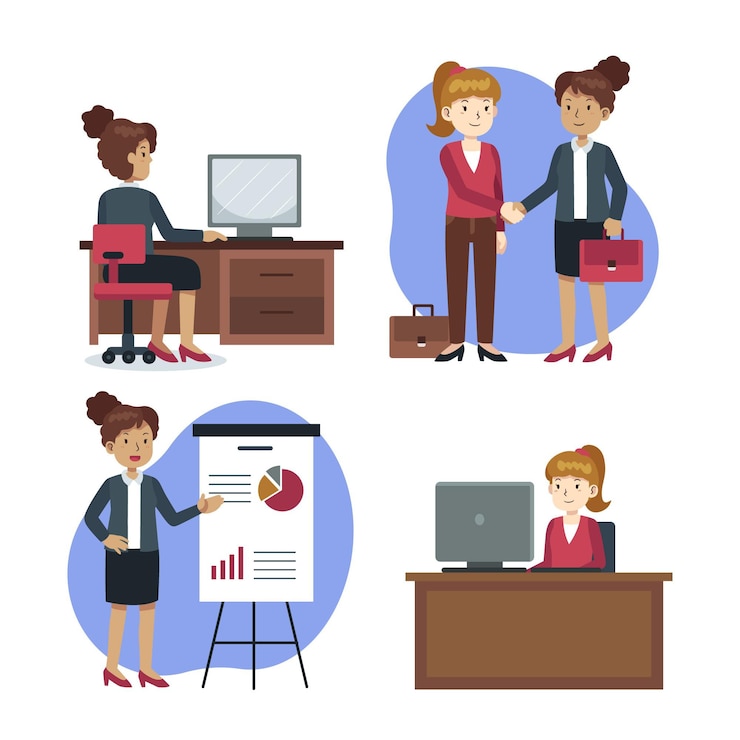 Vetor grátis ilustração de cenas do dia de trabalho plano
