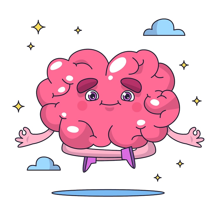 Vetor grátis ilustração de cérebro de desenho animado desenhada à mão