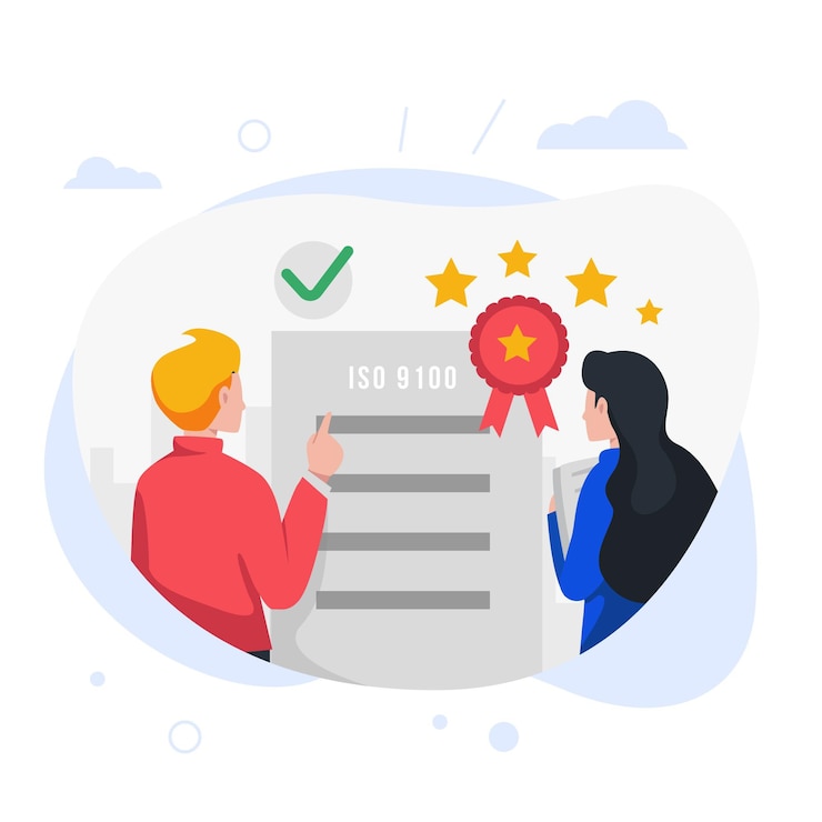 Vetor grátis ilustração de certificação iso