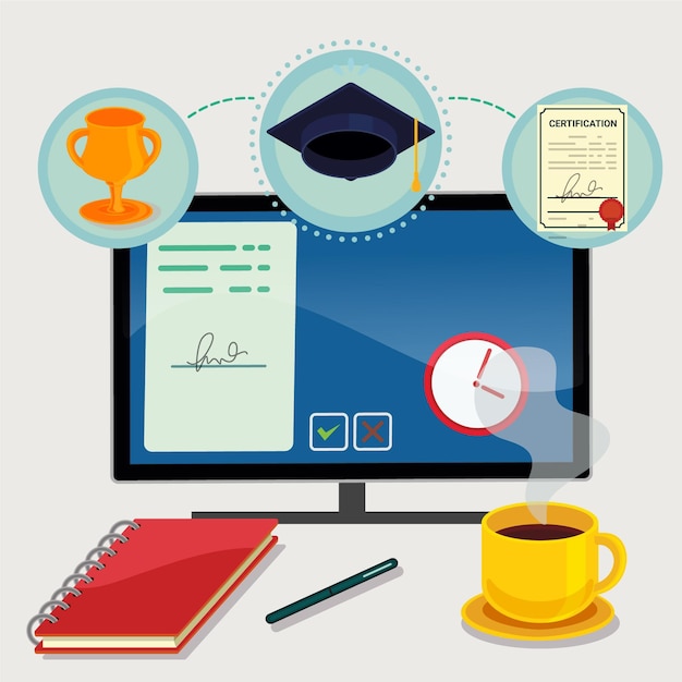 Ilustração de certificação online