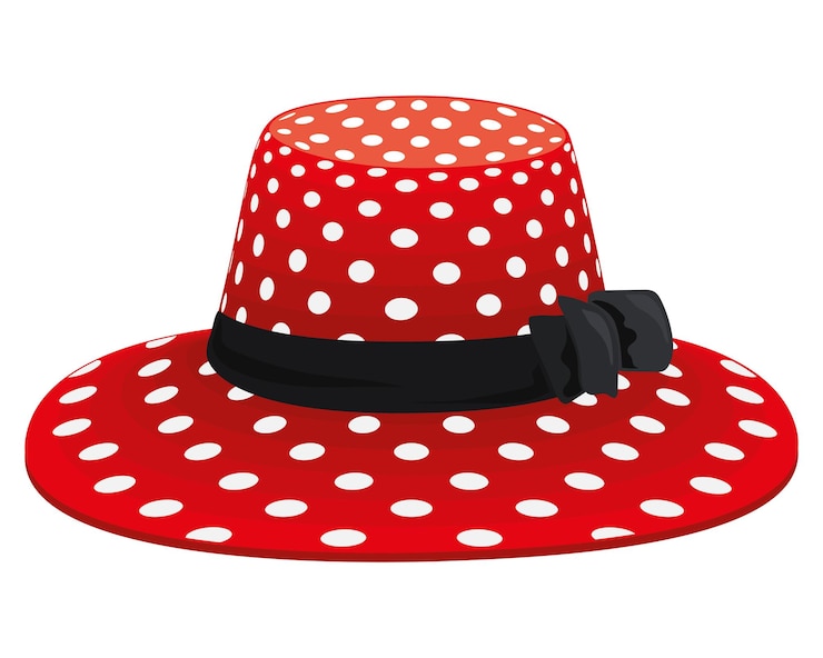 Vetor grátis ilustração de chapéu de polka com pontos de cor vermelha e branca