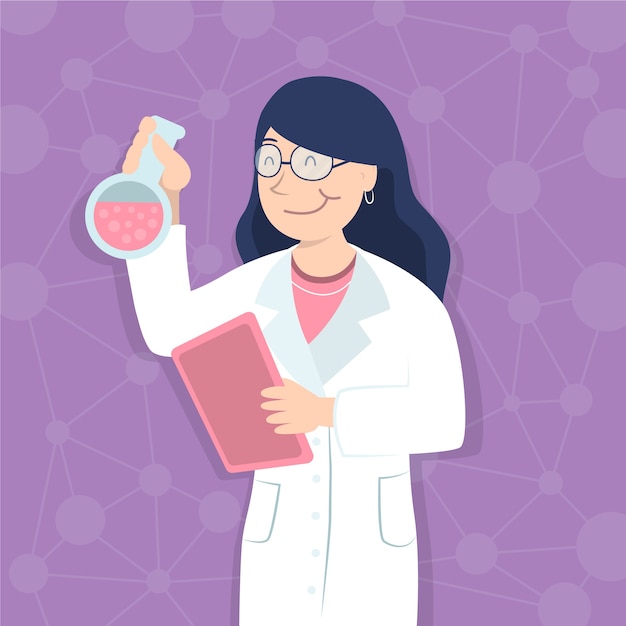 Vetor grátis ilustração de cientista fêmea trabalhando