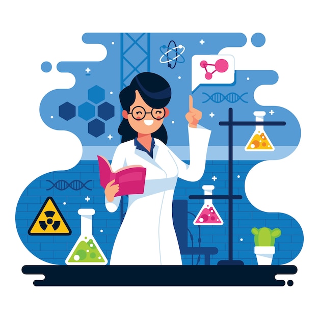 Vetor grátis ilustração de cientista feminina