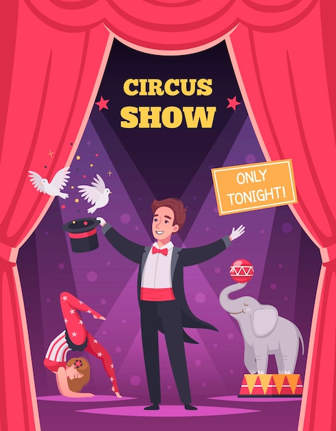 Vetor grátis ilustração de circo com incrível desenho de símbolos de espetáculo