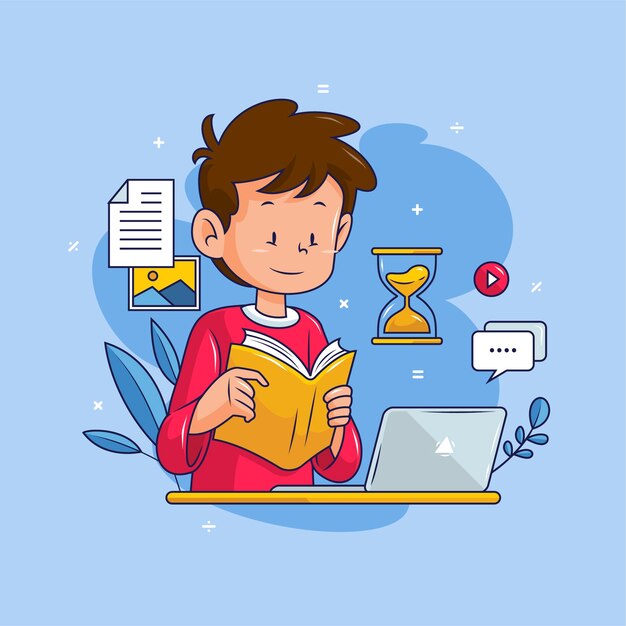 Ilustração de clipart de microlearning desenhada à mão
