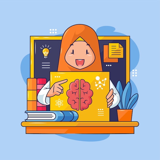 Ilustração de clipart de neuroeducação desenhada à mão