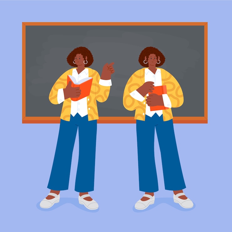 Vetor grátis ilustração de clipart de professor negro desenhado à mão