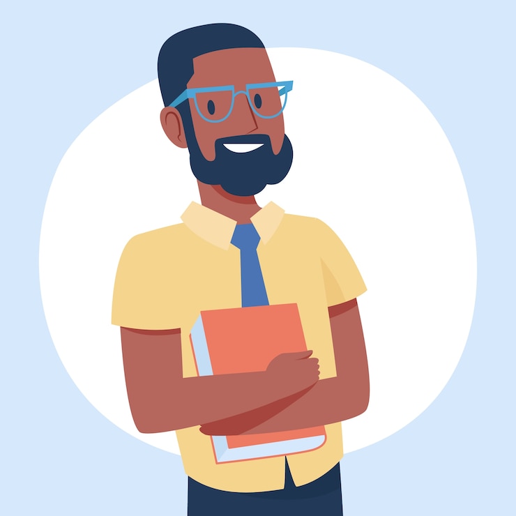 Vetor grátis ilustração de clipart de professor preto desenhada à mão