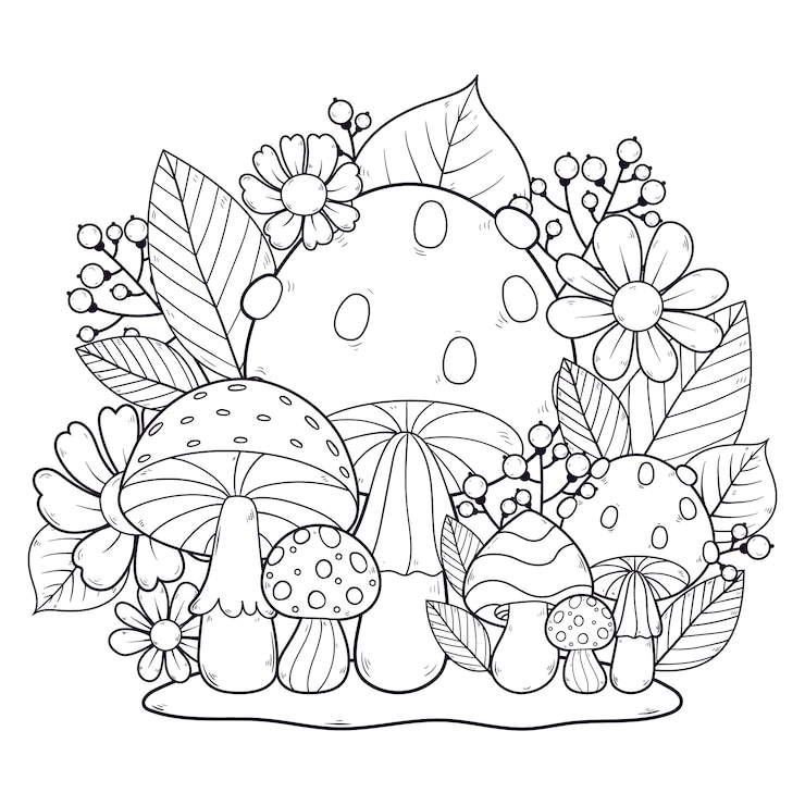 Vetor grátis ilustração de cogumelos desenhada à mão.