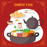 Vetor grátis ilustração de comida chinesa de design plano desenhado à mão