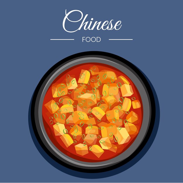 Ilustração de comida chinesa de design plano desenhado à mão