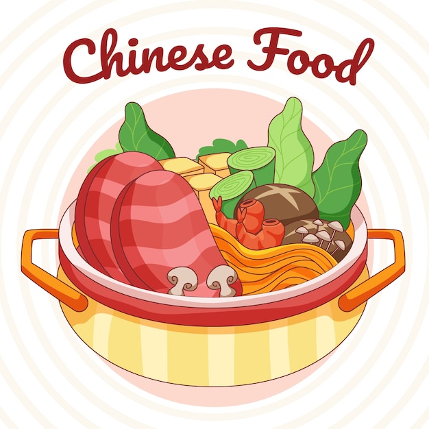 Vetor grátis ilustração de comida chinesa desenhada à mão