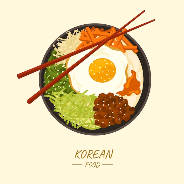 Vetor grátis ilustração de comida coreana de design plano desenhado à mão