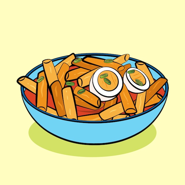 Ilustração de comida coreana desenhada à mão
