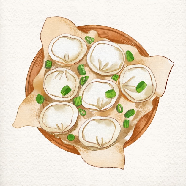 Vetor grátis ilustração de comida coreana em aquarela