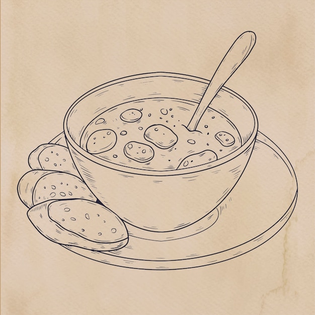 Ilustração de comida de caldo verde desenhada à mão