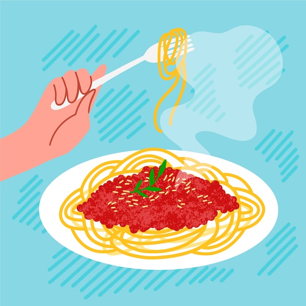 Vetor grátis ilustração de comida de espaguete