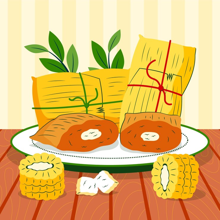 Vetor grátis ilustração de comida de pamonha desenhada à mão