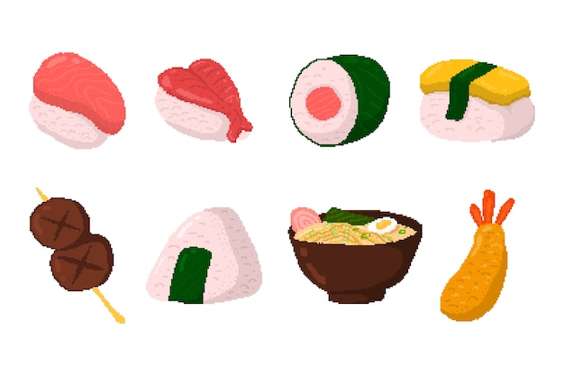 Vetor grátis ilustração de comida de pixel art de design plano