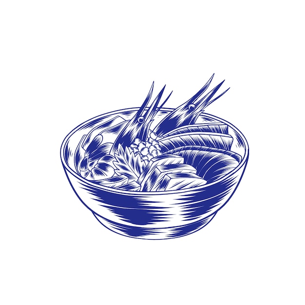 Ilustração de comida japonesa desenhada à mão