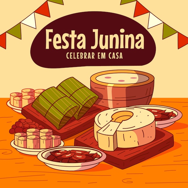Vetor grátis ilustração de comida junina desenhada a mão