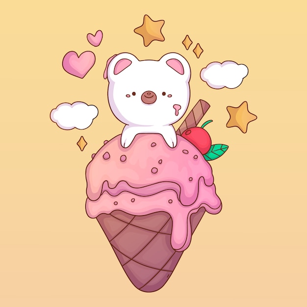 Ilustração de comida kawaii desenhada à mão