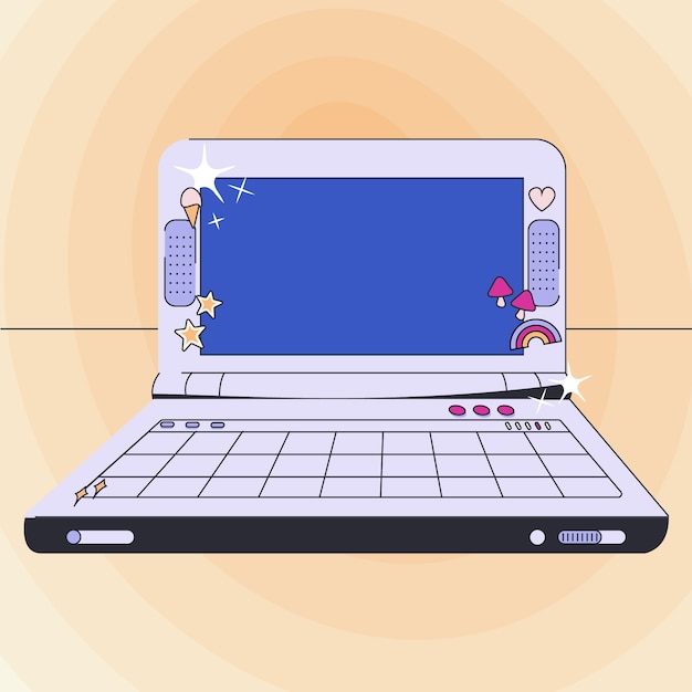 Ilustração de computador y2k desenhada à mão