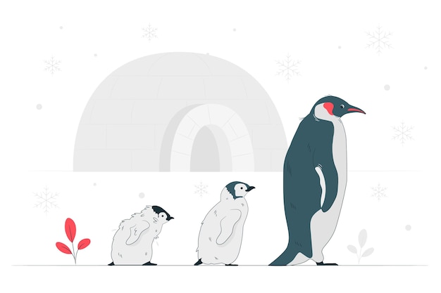 Ilustração de conceito de família de pinguim