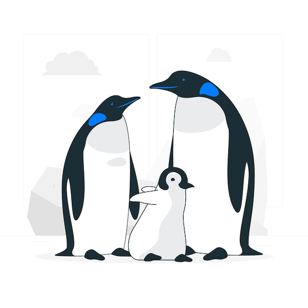 Ilustração de conceito de família de pinguim