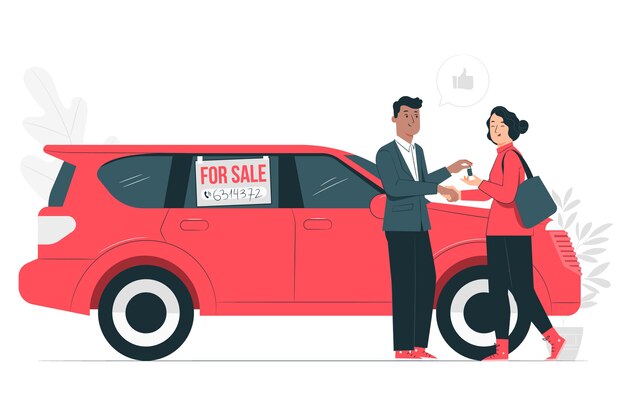Ilustração de conceito de venda de veículo