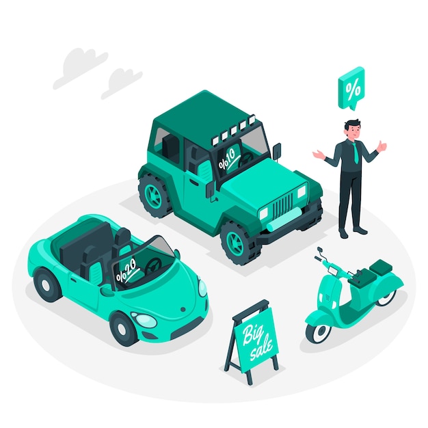 Ilustração de conceito de venda de veículo