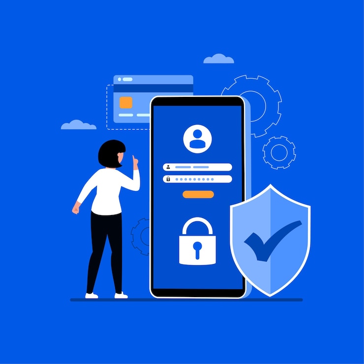 Vetor grátis ilustração de conceito on-line de segurança de dados cibernéticos, segurança de internet ou privacidade e proteção de informações.