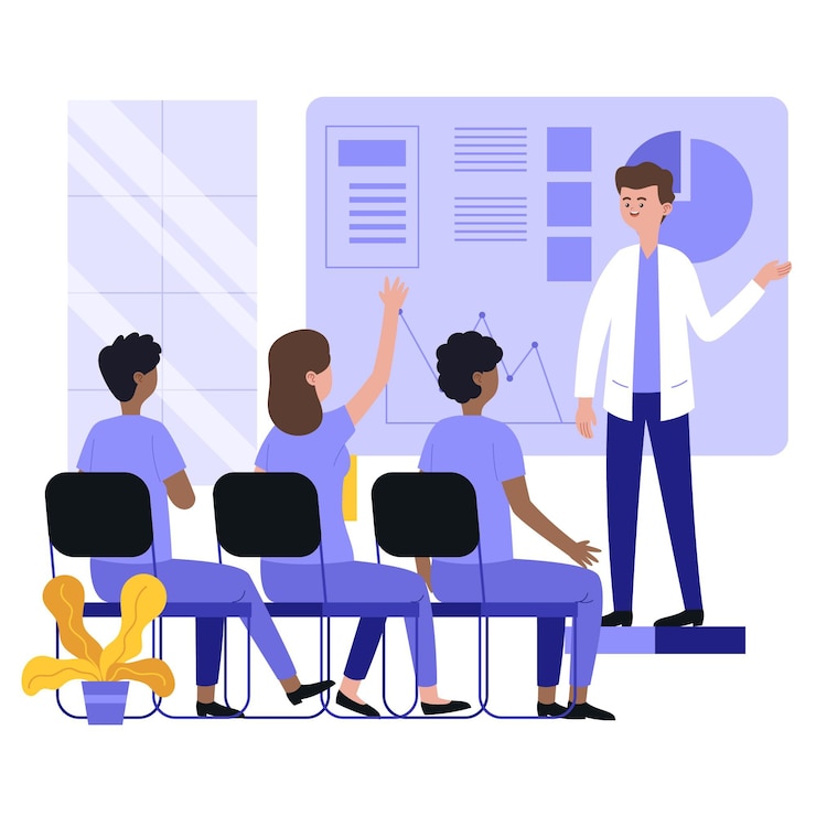 Vetor grátis ilustração de conferência médica plana orgânica