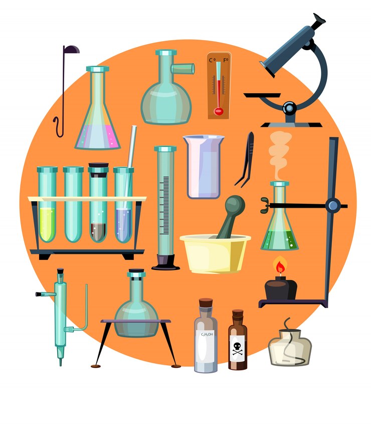 Vetor grátis ilustração de conjunto de equipamento de laboratório