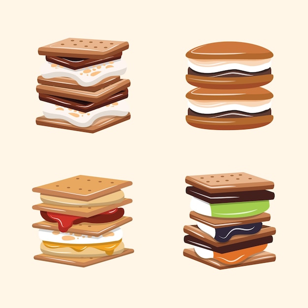 Ilustração de conjunto plano delicioso s'more