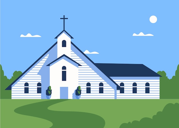 Ilustração de construção de igreja de design plano