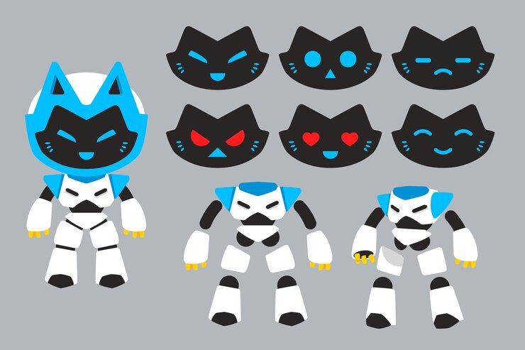 Vetor grátis ilustração de construtor de personagem de robô desenhado à mão