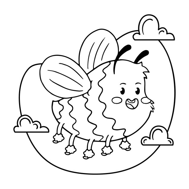 Ilustração de contorno de abelha desenhada à mão