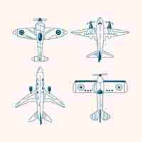 Vetor grátis ilustração de contorno de avião de design plano